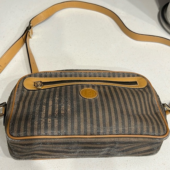 Vintage FENDI Pequin Stripe Canvas Crossbody Shoulder Bag! AUTHENTIC LUXURY - Picture 6 of 17